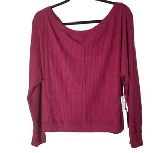 Caslon waffle textured off shoulder lounge shirt blouse NEW size Medium